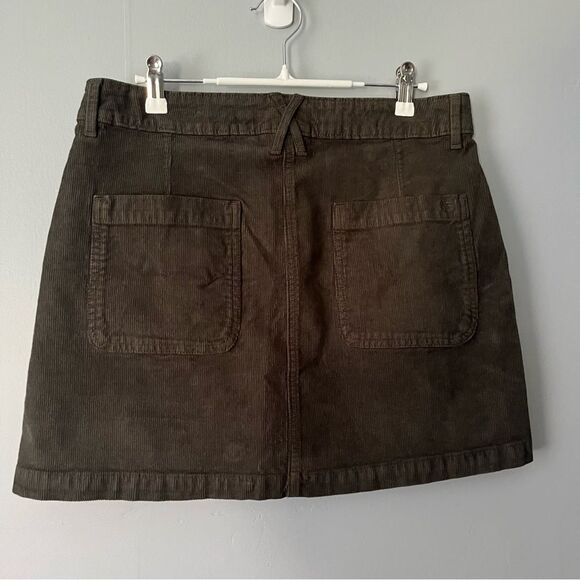 American Eagle Olive Green Corduroy A-Line High Waist Skirt Women's Size 8 - Picture 2 of 3